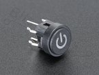 Micro switch push button (make contact) with illuminated 'power' symbol blu